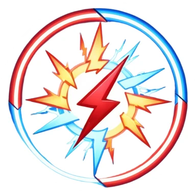 Red and blue lightening in a circle shape with effects like real lightening  sticker