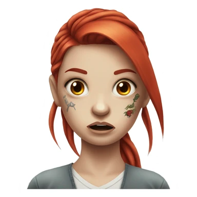Beautiful angry girl with white skin, long red hair and tattoos sticker