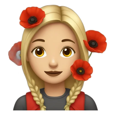 girl with poppies sticker