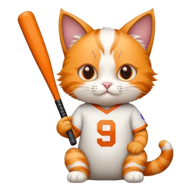 cat in a number 9 UT jersey with a baseball bat  sticker