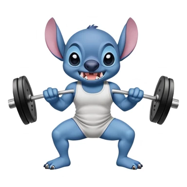 Stitch lifting legs in gym  sticker