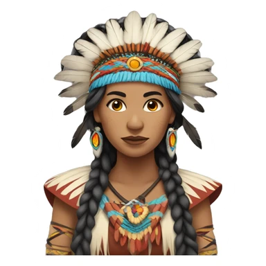 Indigenous woman with long braided hair wearing a regalia sticker