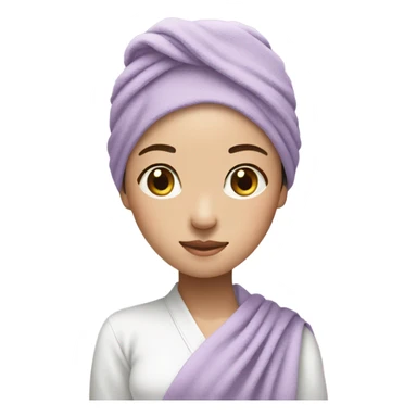 beautiful girl asian with a pastel purple towel on her head sticker