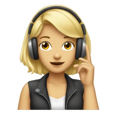Blonde girl listening to music with headphones sticker