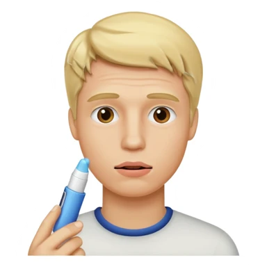 blonde man using chapsitck sticker