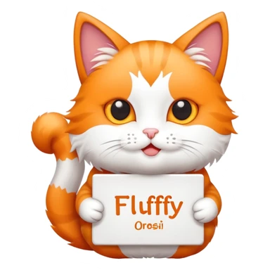 A cat holds the sign with the inscription sticker