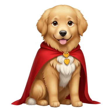 Golden retriever with a red cape full body sticker
