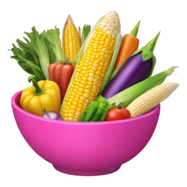 Hot pink bowl of corn on the cob and other vegetables  sticker