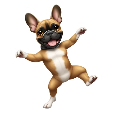 Black and tan colored French bulldog dancing sticker