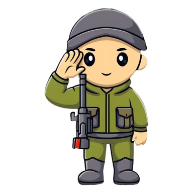 sniper cartoon standing saluting sticker