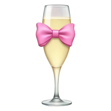 champagne glass with a pink bow sticker