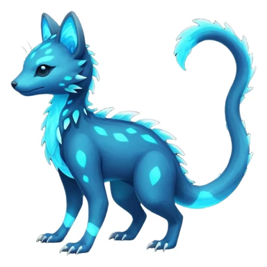 Rare realistic dark-neon glowing bioluminescent edgy badass epic pretty beautiful handsome gorgeous aesthetic colorful vibrant Vernid-Trico-species-Fakemon-creature by LiLaiRa, 4 legs, 1 tail, random markings, (full body) sticker