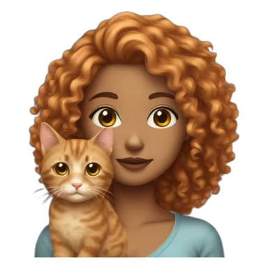 Dyed curly hair Girl with a cat sticker