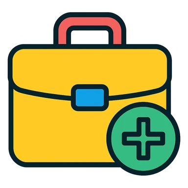 A flat design icon for 'Vacancies' showing a briefcase with a plus sign, suitable for a business presentation. sticker