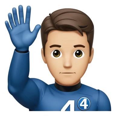 reed richards from fantastic four with the number 4 on chezt sticker