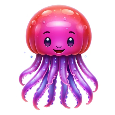 color gradient between red and purple glitter cute happy jellyfish sticker