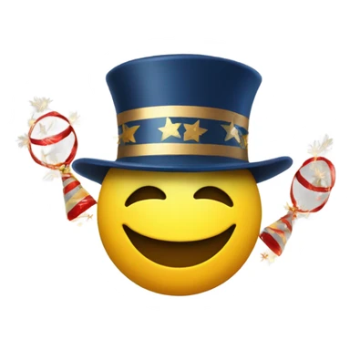 Smiley face with a happy New Year’s hat and whistleblower sticker