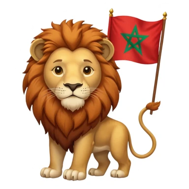 A atlas lion holding a morocco flag sticker