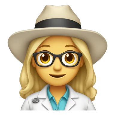 Caucasian Female Lab scientist with a cowgirl hat sticker