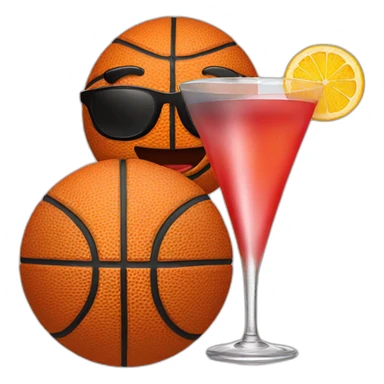 Basket ball with sunglasses and drinking cocktail sticker
