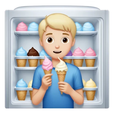 Boy getting ice cream out of the freezer sticker