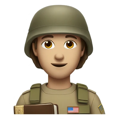 Army soldier holding a bible. No hat. Brown hair blue eyes sticker