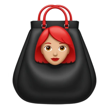 black inflated woman bag with red accent sticker