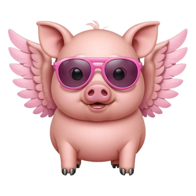 Pig with sunglasses with wings sticker