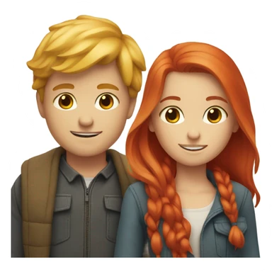 blonde girl and red head boy together  sticker