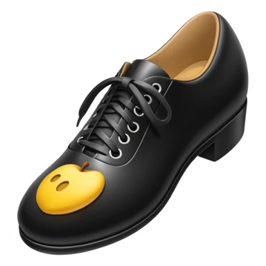 3D Apple-style emoji of a single shoe print on the ground, stylized and simple. Rounded, glossy, smooth shading, white background.
 sticker