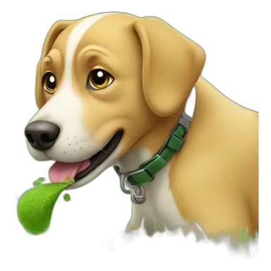 dog eating grass sticker