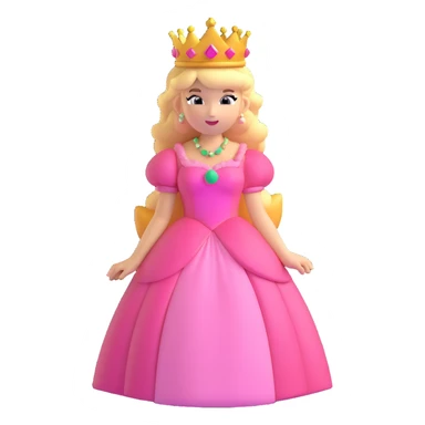 Princess Peach from Mario games with blonde hair, pink dress, crown sticker