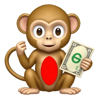 Monkey holding cash, gbp currency. sticker