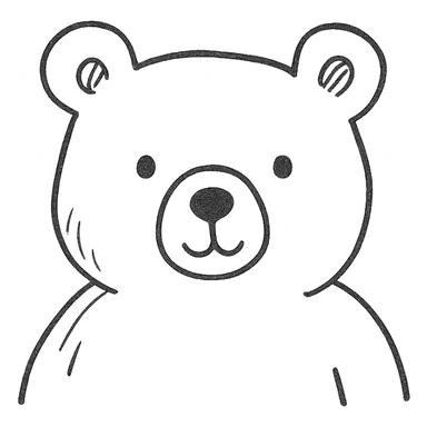 bear icon, hand drawn black outline sticker