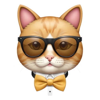 cat wearing a bowtie with sunglasses sticker