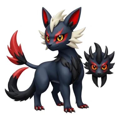 Handsome cool badass edgy Absol-Litten-Umbreon-Giratina-Yveltal-Pokémon-Fakémon-fusion-hybrid-creature, full body sticker