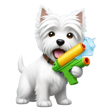 westie with a watergun sticker
