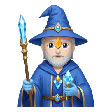 Wizard in blue robe with crystal-topped staff sticker