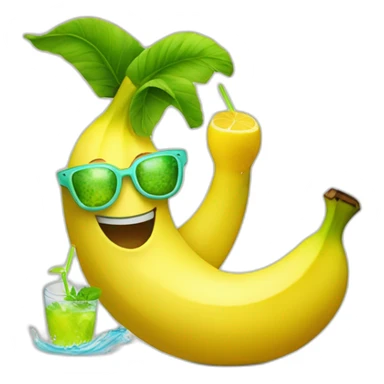 banana surfing with a mojito in his hand sticker