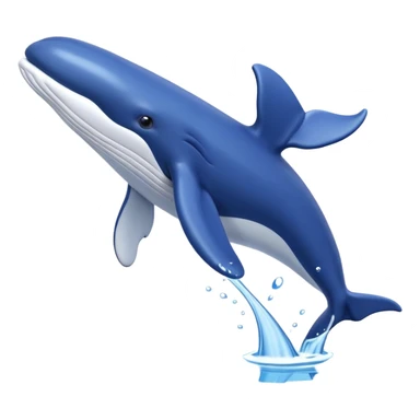 A 3D cartoon whale tail rising from the water, smooth surface reflection, ocean background, Memoji-style. sticker