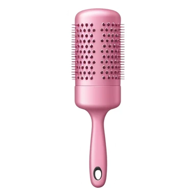 light pink cylindrical hair brush with shiny finish sticker
