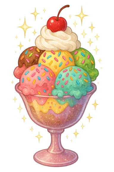 sparkling ice cream sundae sticker