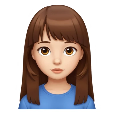 Cute girl with brown bangs long hair straight  sticker