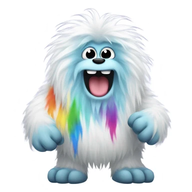 a yeti holding a rainbow poop sticker
