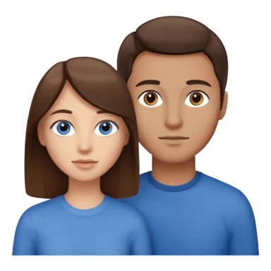 couple homme cheveux raide châtains et yeux bleu et femme cheveux raide chatains et yeux marron sticker