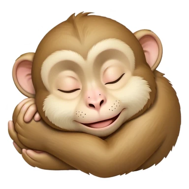 Meme-Worthy cute Sleeping Macaque Portrait Emoji, Head resting peacefully with a contented smile, showcasing soft, downy fur and eyes gently closed in serene slumber, Simplified yet comically adorable features, highly detailed, glowing with a soft, drowsy glow, high shine, relaxed and utterly lovable, stylized with an air of playful laziness, bright and heartwarming, soft glowing outline, capturing the essence of a sleeping macaque that feels destined to become the next viral icon of adorable rest! sticker