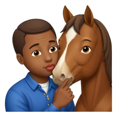 Black guy kissing on the lips with horse with down syndrome sticker