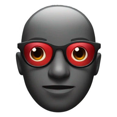 a black emoji with a red color on his forehead and glasses with nerd eyes sticker