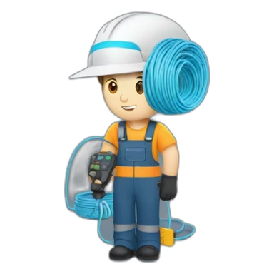 technician with fiber optic cable in one hand sticker