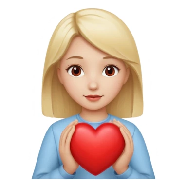 prayer girl blond hair red heart in her hands sticker